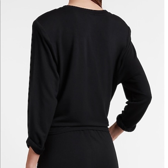 Express Soft Tie Front Sweatshirt (black) (XL) - Picture 5 of 7